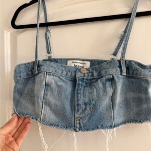 Reformation Light Blue Denim Crop Top